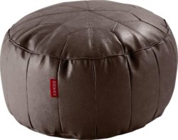 HOME - Moroccan - Leather Effect Footstool - Chocolate